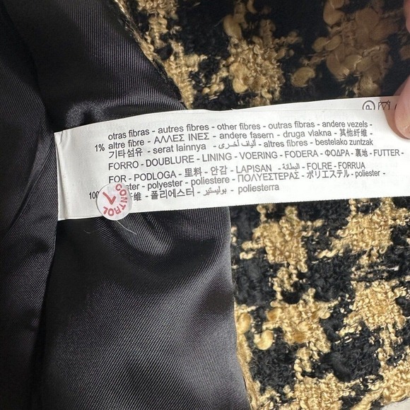 NWT ZARA Tweed Houndstooth Cropped Textured Blazer Jacket Women's Brown Size L - Picture 8 of 8